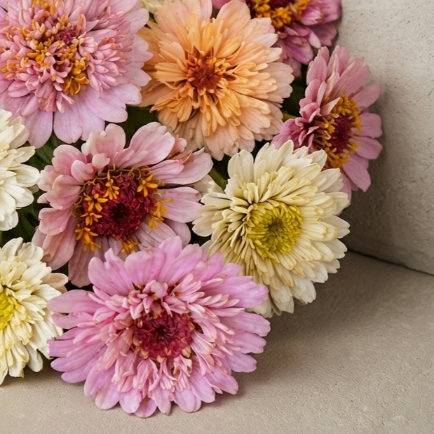 Zinnia 'Cresto Peaches n' Cream'